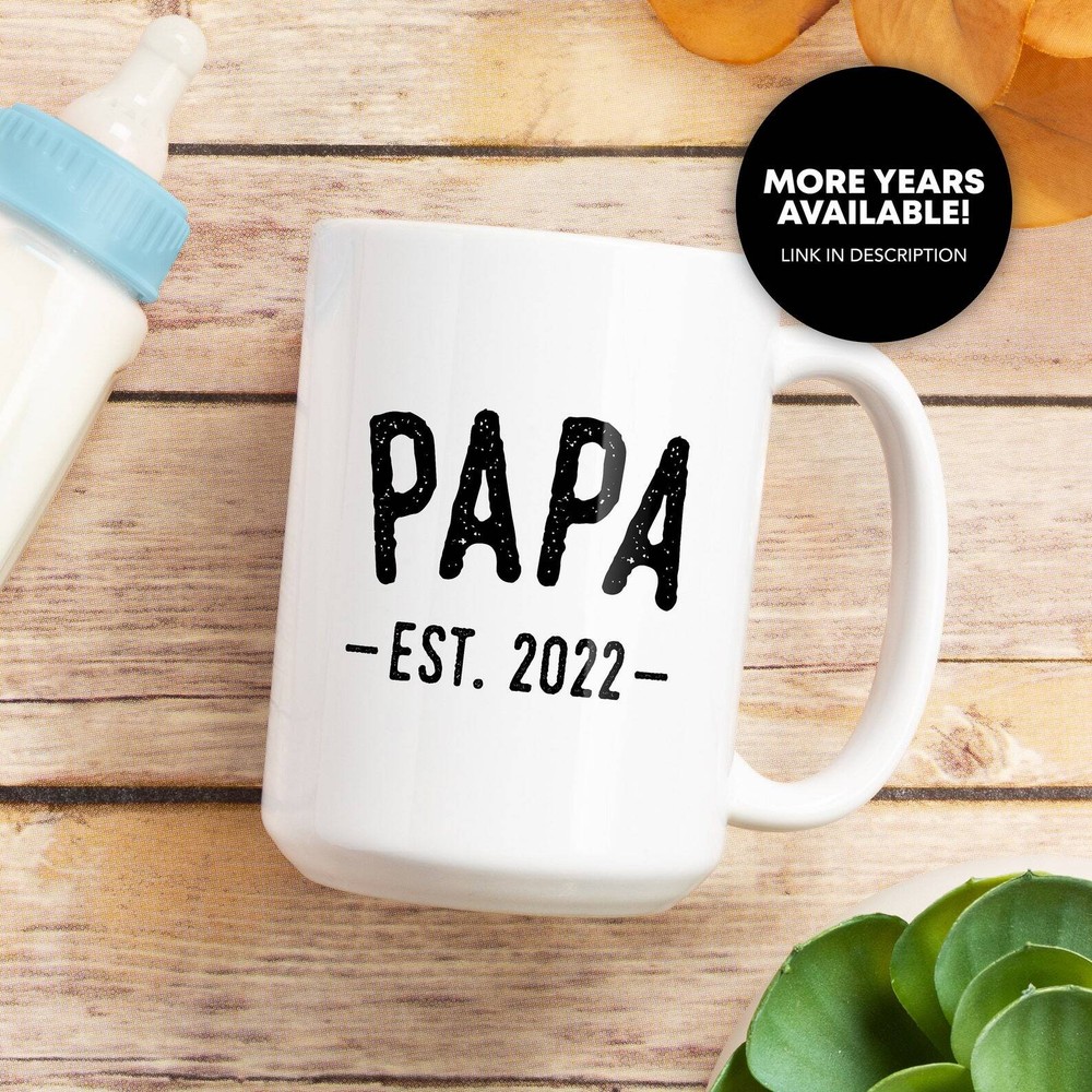 Papa Est 2022 Coffee Mug Promoted To Papa Dad 2022 Mug Papa To Be Pregnancy