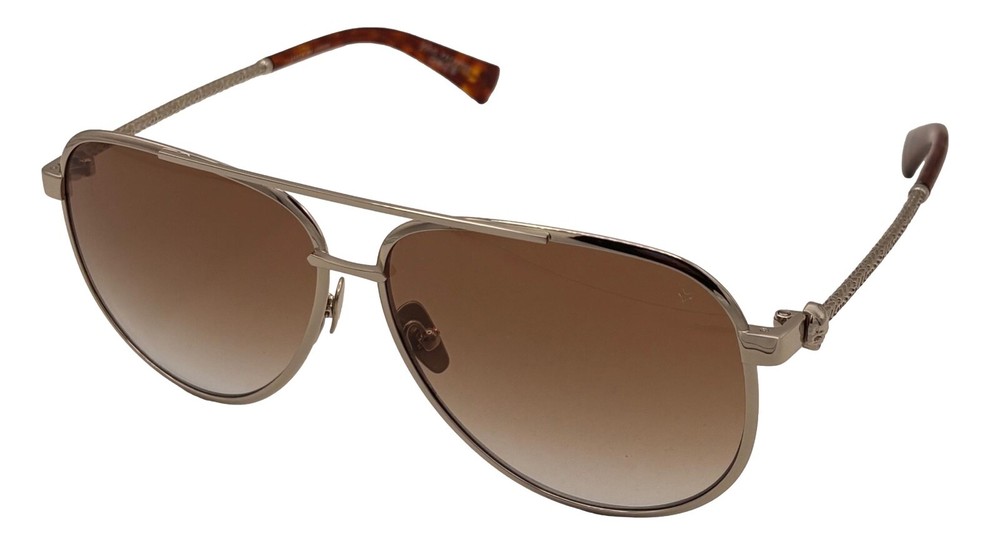 John Varvatos Gold Metal Aviator Sunglasses V546 with Brown Gradient Lens