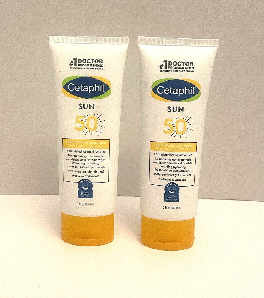 Cetaphil Sheer Mineral Sunscreen SPF 50 Face & Body 2 Pack Exp 12/25