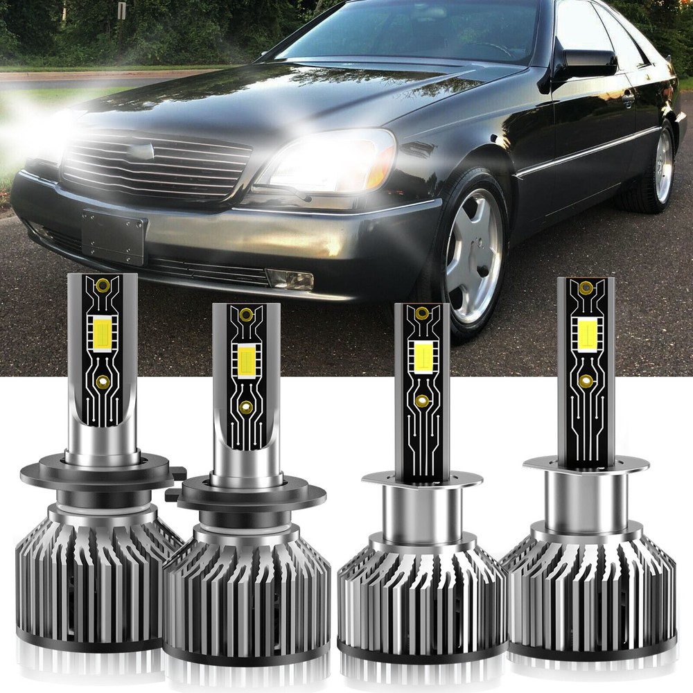 For Mercedes-Benz S600 1995-1999 LED Headlight Bulb Hi Low Beam H1 H7 26000LM