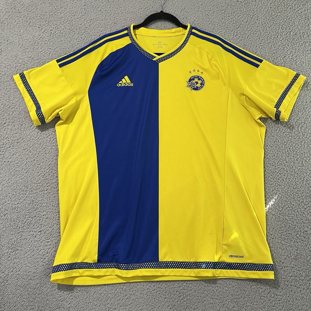 Adidas Jersey Maccabi Tel Aviv Israel Soccer 2016 Third Kit Yellow Mens 2XL