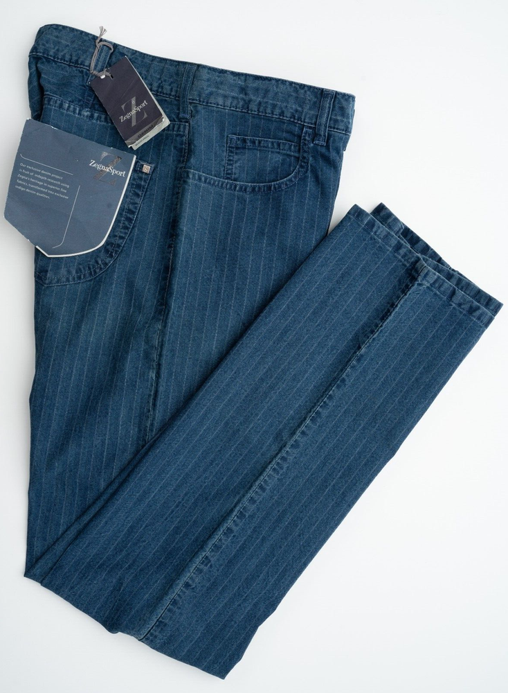 NWT Z ZEGNA SPORT Indigo Striped Cotton Denim Comfort Fit Jeans 32 (EU 48)
