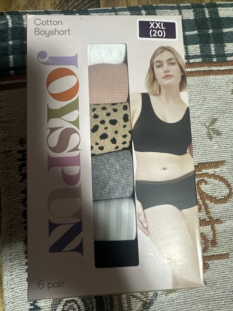 Joyspun 6-Pair Womens Boyshort Underwear Cotton Blend 2XL Size 20