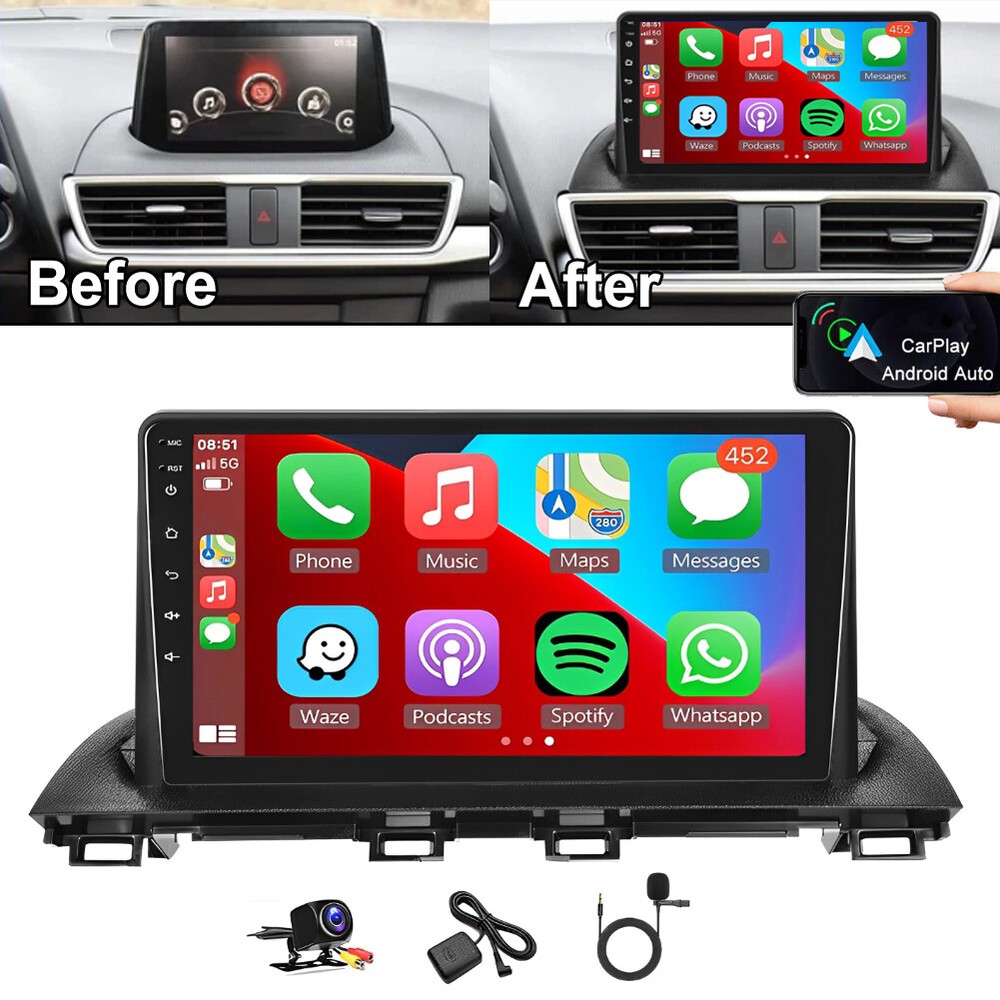 For Mazda 3 2014-2019 GPS Navigation Android 13 Car Stereo Radio Fit for Carplay