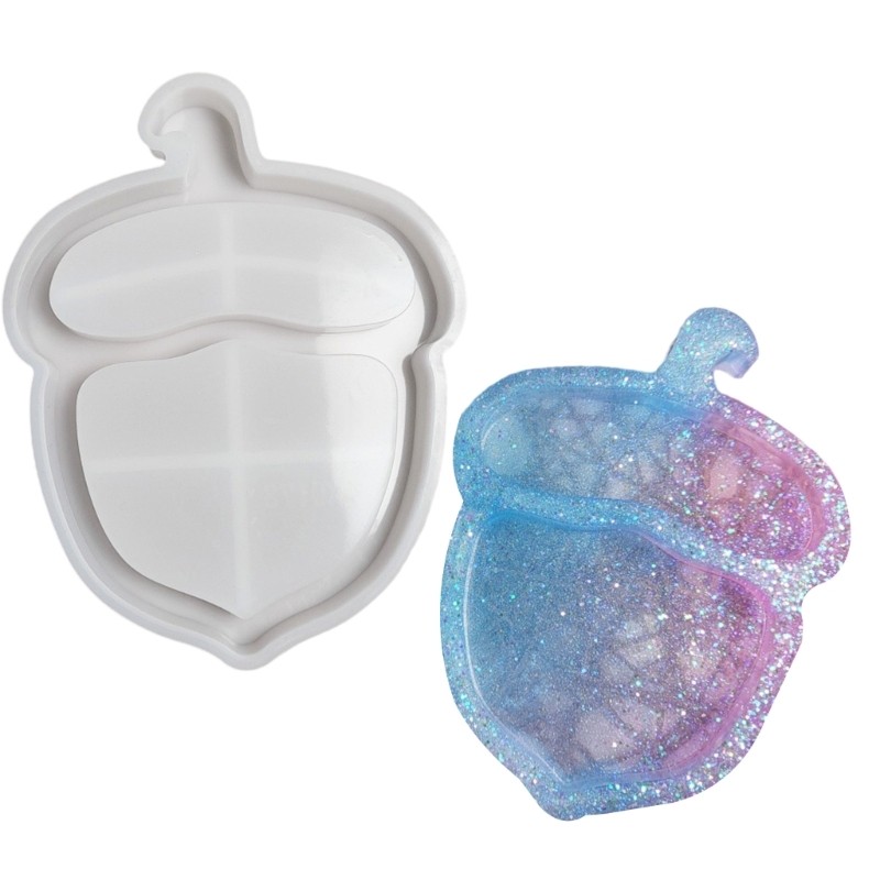 Flexible silicone resin mold for epoxy acorn tray and unique coaster making
