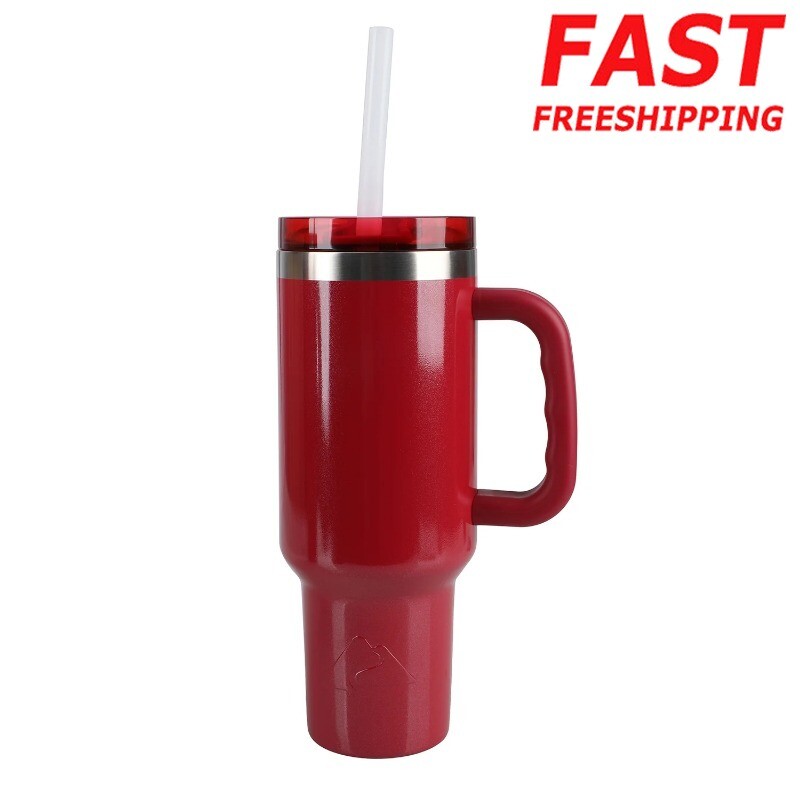 40oz Insulated Stainless Steel Tumbler W/ Straw Lid BPA Free Travel Mug New