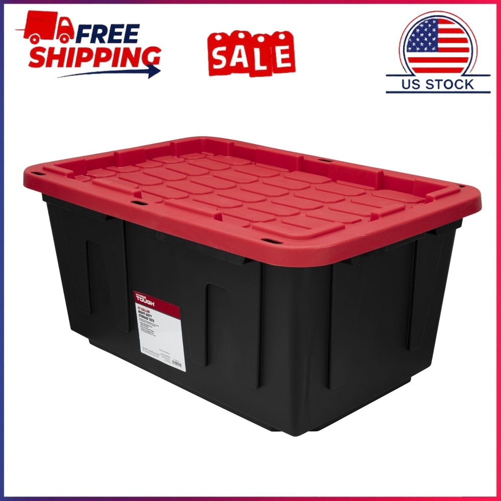 Hyper Tough 27-Gallon Large Plastic Storage Bin with Snap-On Lid