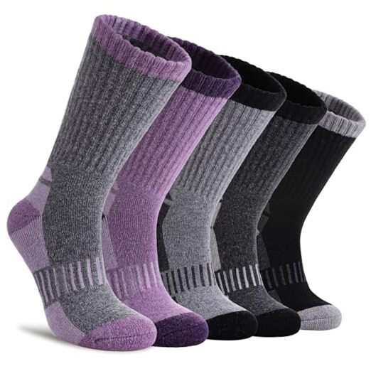 Womens Merino Wool Hiking Socks Thermal Warm Winter Medium 5 Pairs Color Mix a