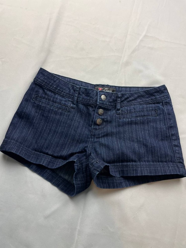 Guess Shorts Womens Size 30 Blue Denim Dark Wash Chino Pockets Casual Preppy Y2K