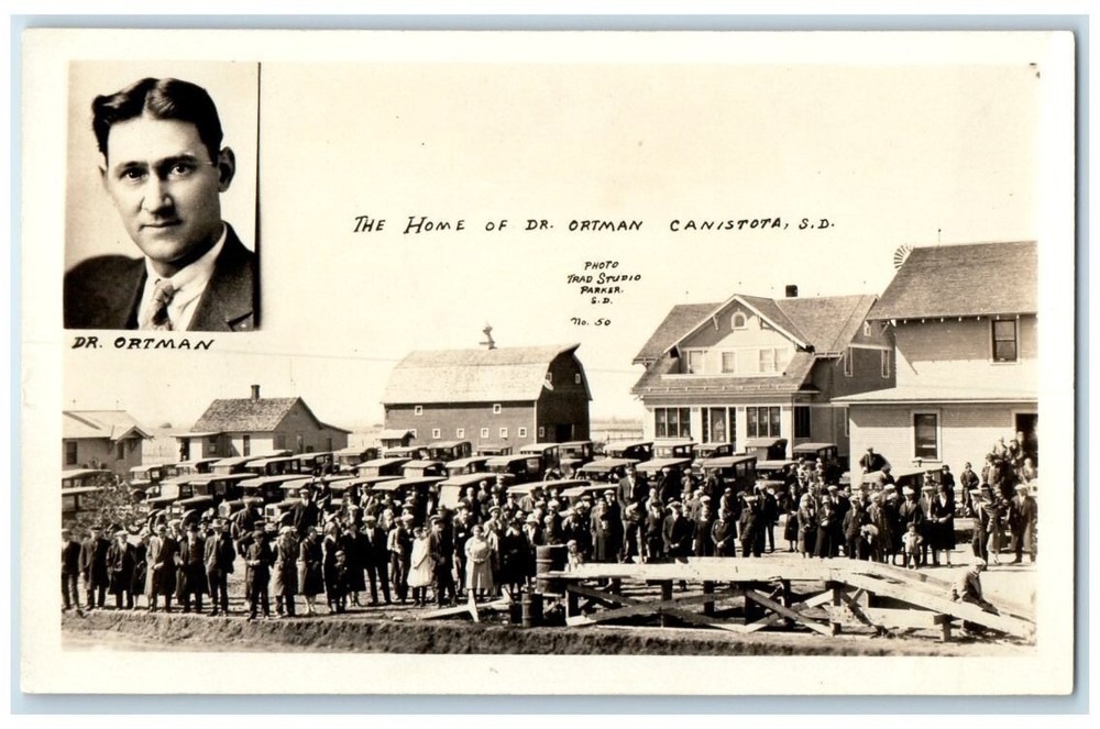 c1920's Dr. Ortman Residence View Thad Studio Canistota SD RPPC Photo Postcard