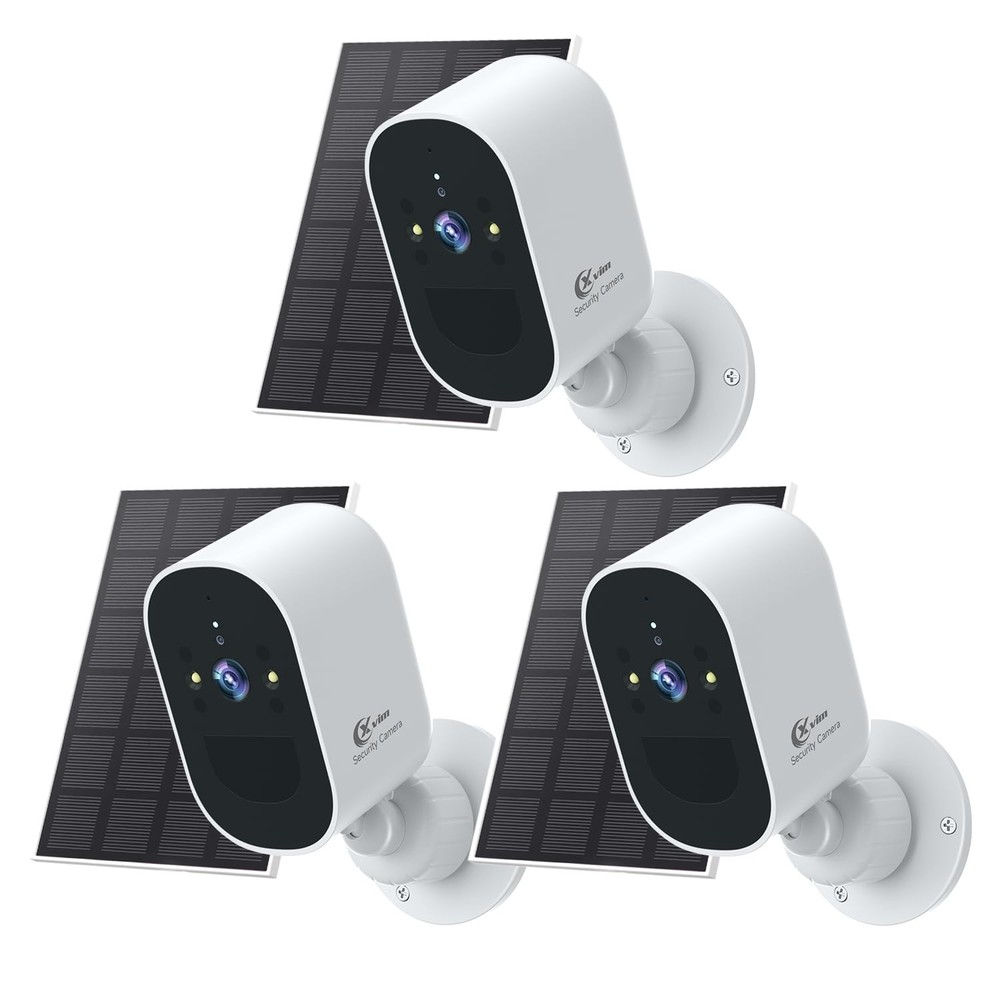 1080P 3-Pack Solar Wireless Outdoor Security Cameras with Battery Power