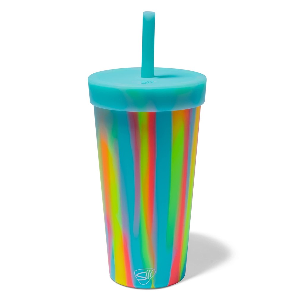 : Silicone 22oz Straw Tumbler: Sugar Rush - Unbreakable Cup, Flexible, Hot/Co...