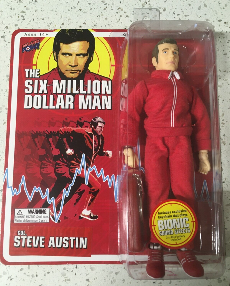 Steve Austin Six Million Dollar Man 8 Inch Action Figure 2012 MOC - Bif Bang POW