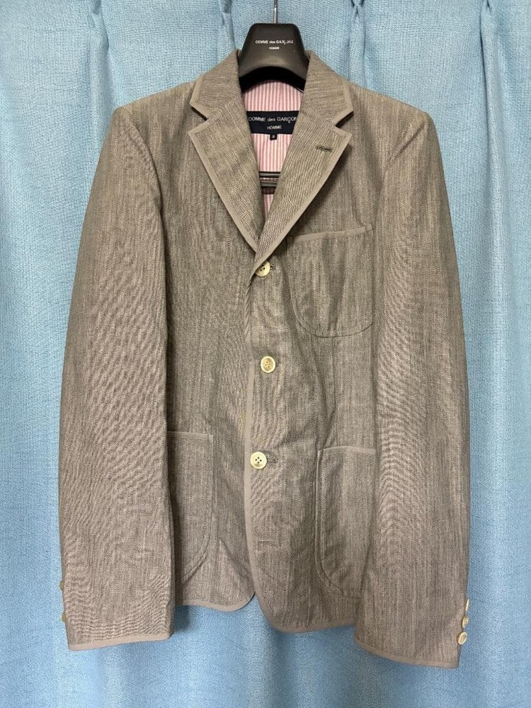 Comme des Garçons Homme Reversible Striped Tailored Jacket Gray Pink Used