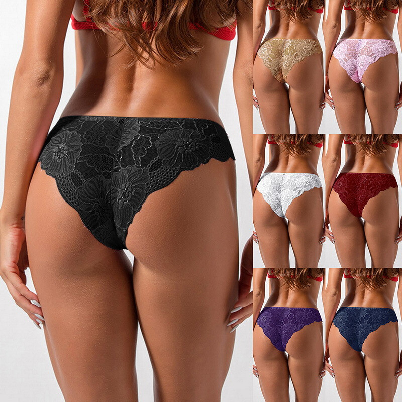 Womens Floral Lace G-string Thongs Underwear Sexy Lace Panties Briefs Knickers
