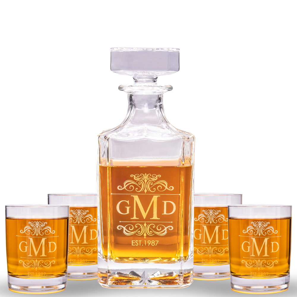 Personalized Whiskey Decanter Set - Engraved Whiskey Glasses Set - Whisky Glass