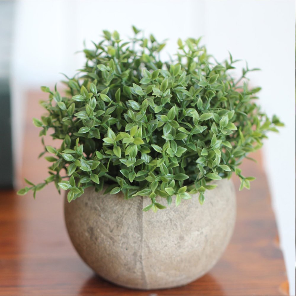 Mini Artificial Grass Plants in Pot for Home or Garden Decor  