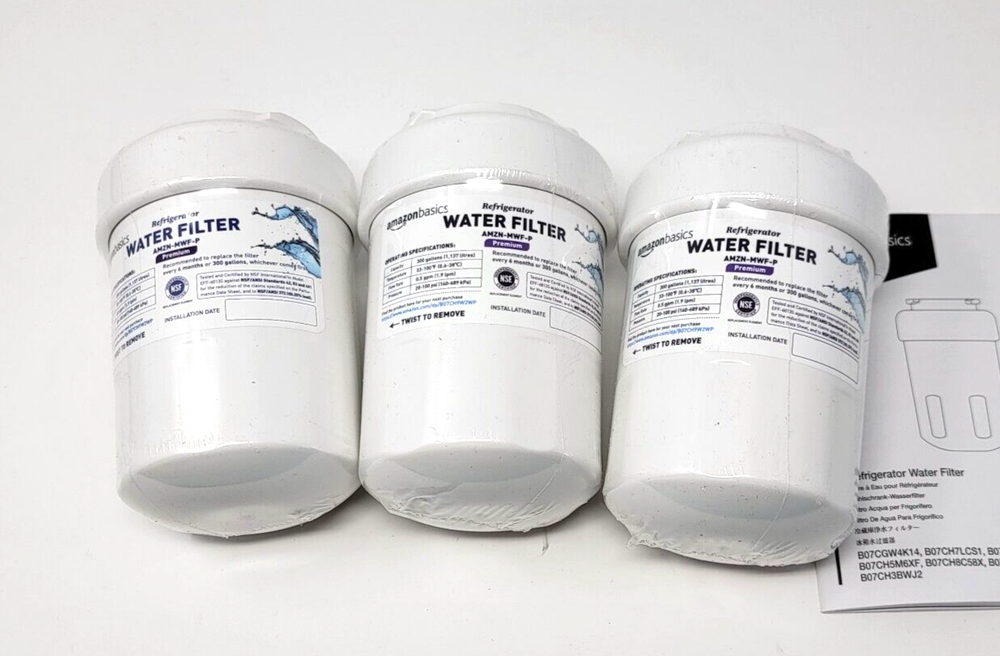 Amazon Basics Replacement GE MWF Refrigerator Water Filter Premium - Pack of 3