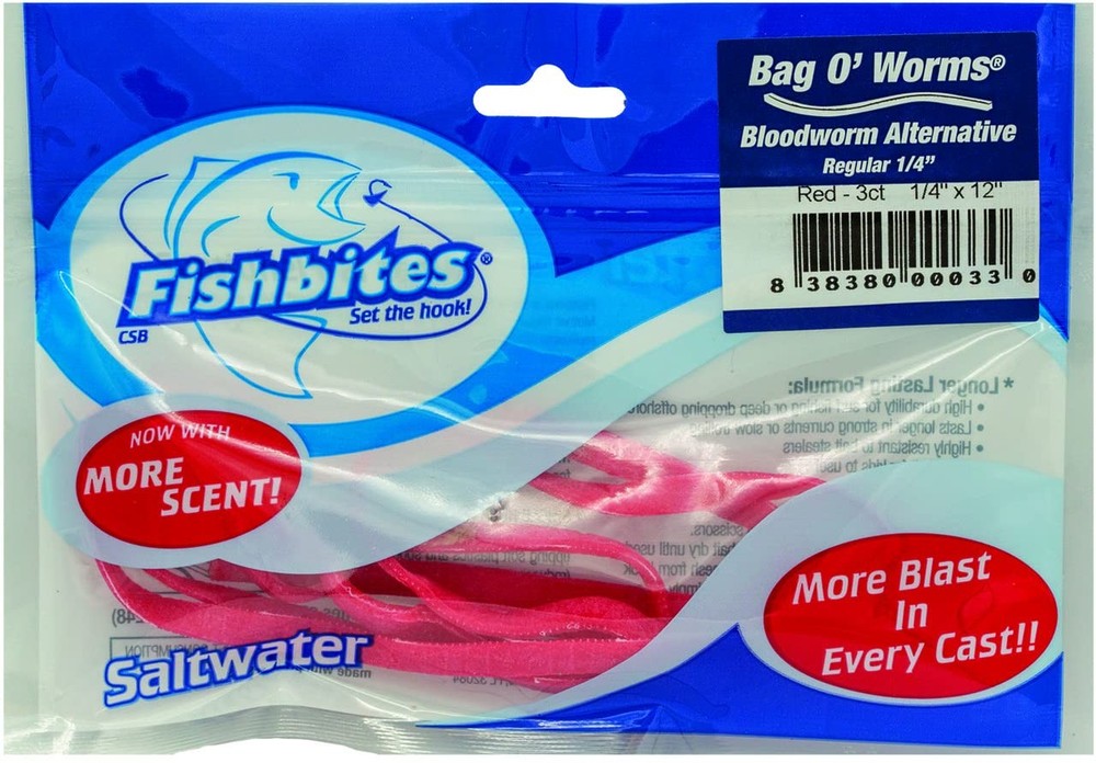 Red Bloodworm Bag O'Worms Small 3-Count Fishing Bait