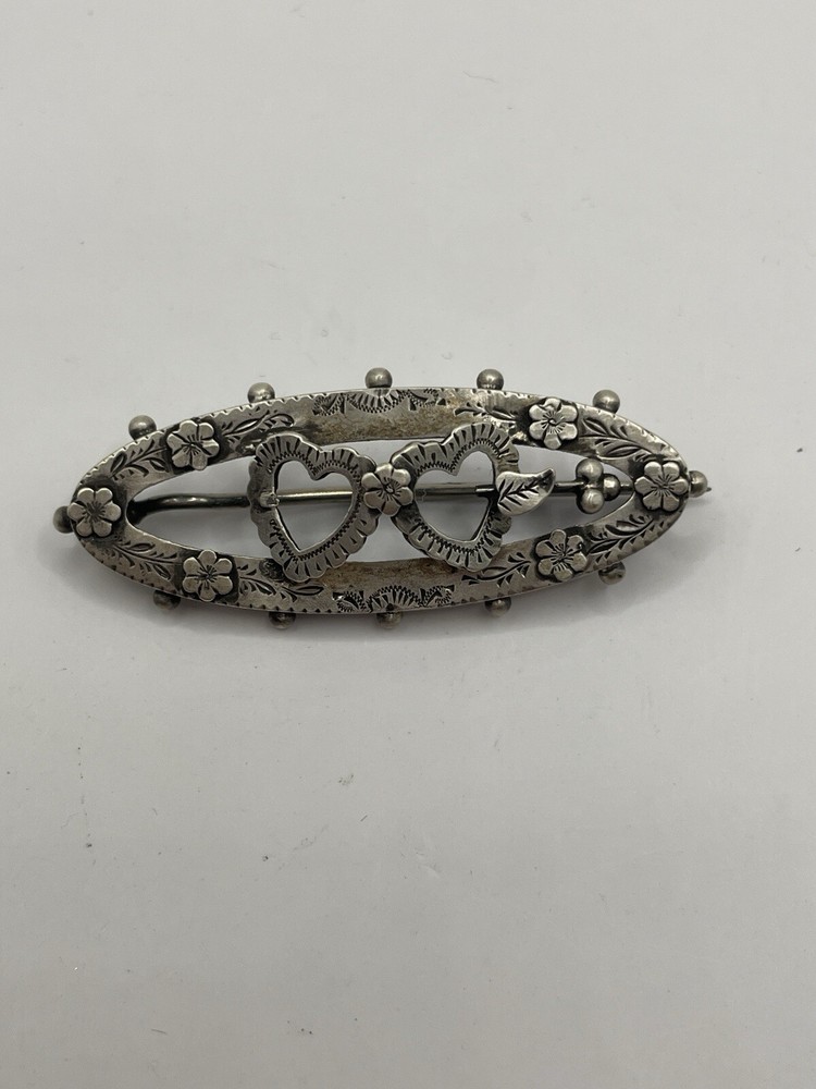 Antique Victorian Sterling Silver Sweetheart Brooch  