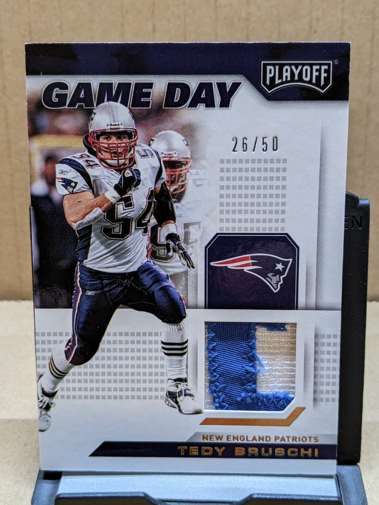 2019 Panini Playoff TEDY BRUSCHI Game Day Memorabilia Prime Patch /50 Game-Worn-image
