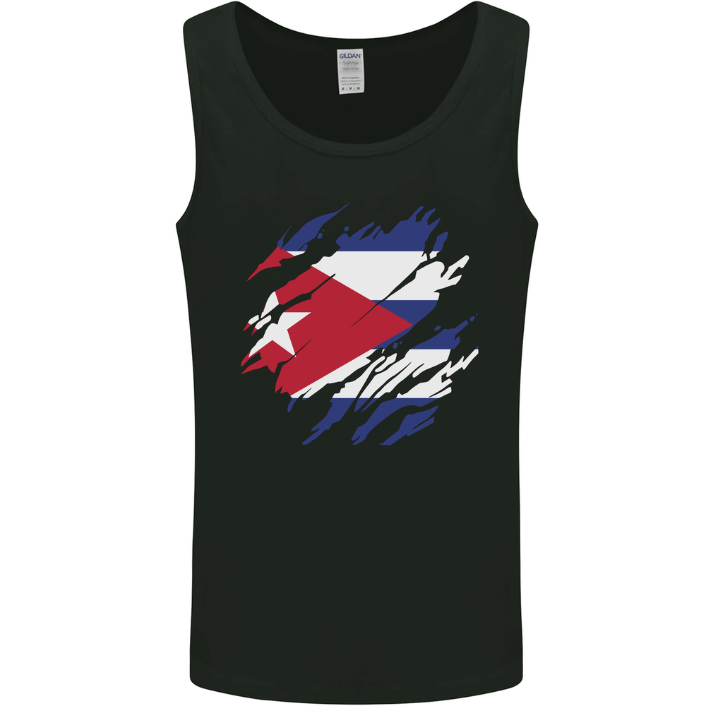 Torn Cuba Flag Cuban Day Football Mens Vest Tank Top