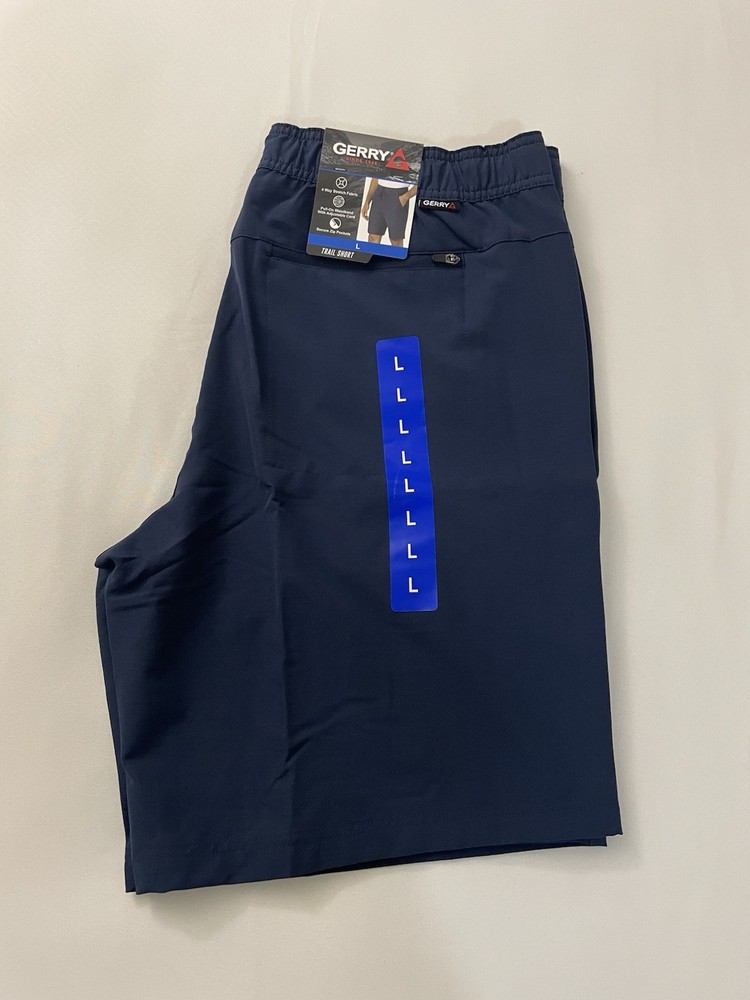 Gerry Mens Shorts  Pull On Trail with Drawstring Pockets Stretch Large Blue