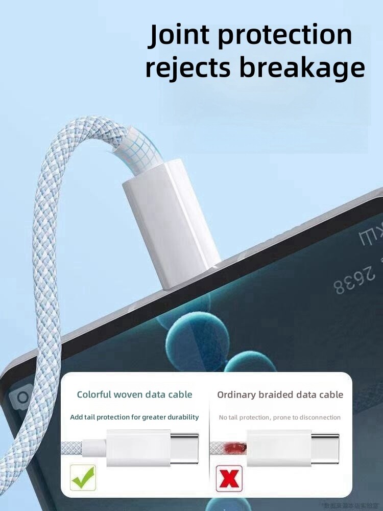 Braided Blue USB-C Fast Charging Sync Cable with Quick Shipping