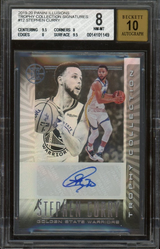 BGS 8 2019-20 Panini Illusions Stephen Curry Trophy Collection Auto Warriors