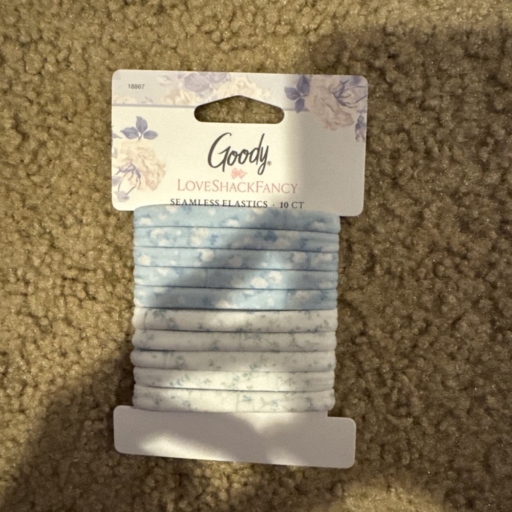 Goody LoveShackFancy Ivy Blue Rosette Seamless Elastics 10-Pack