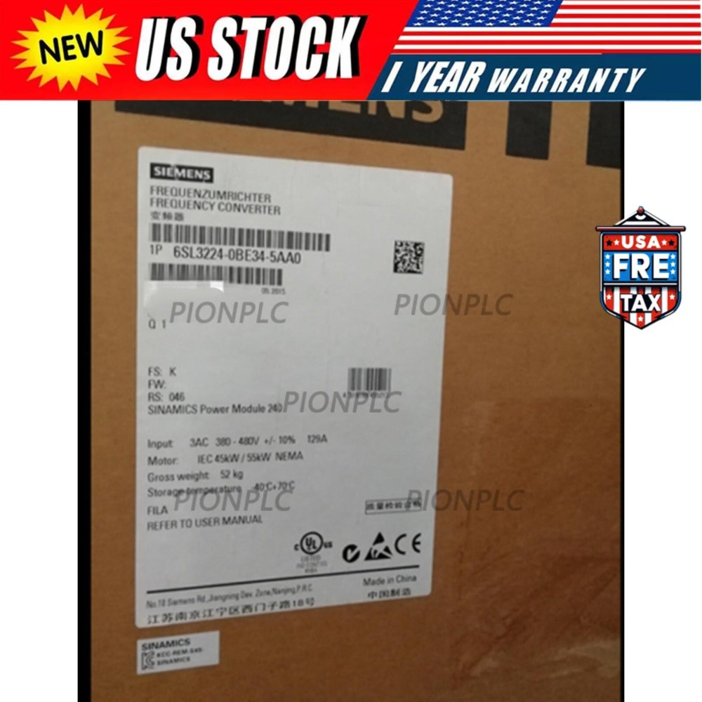 New Siemens 6SL3 224-0BE34-5AA0 6SL3224-0BE34-5AA0 G120 PM240 Power Module