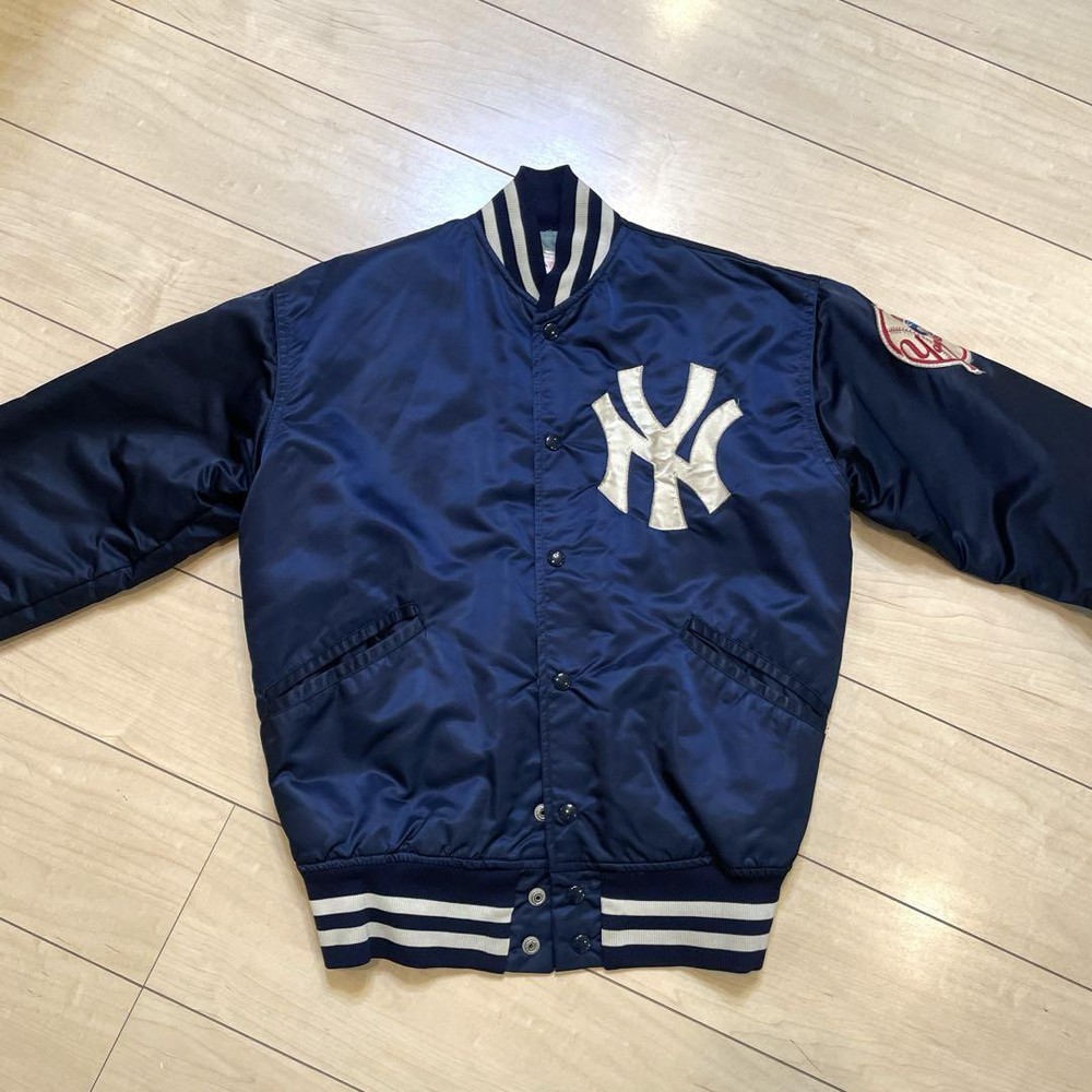 80s Vintage New York Yankees Stadium Jacket with Patch, Mens Size L, Retro Style