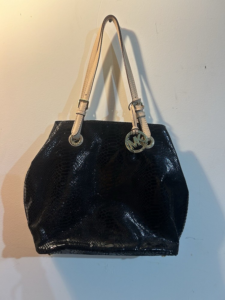 MIchael  Kors Black Snake Embossed Leather Tote Shopper
