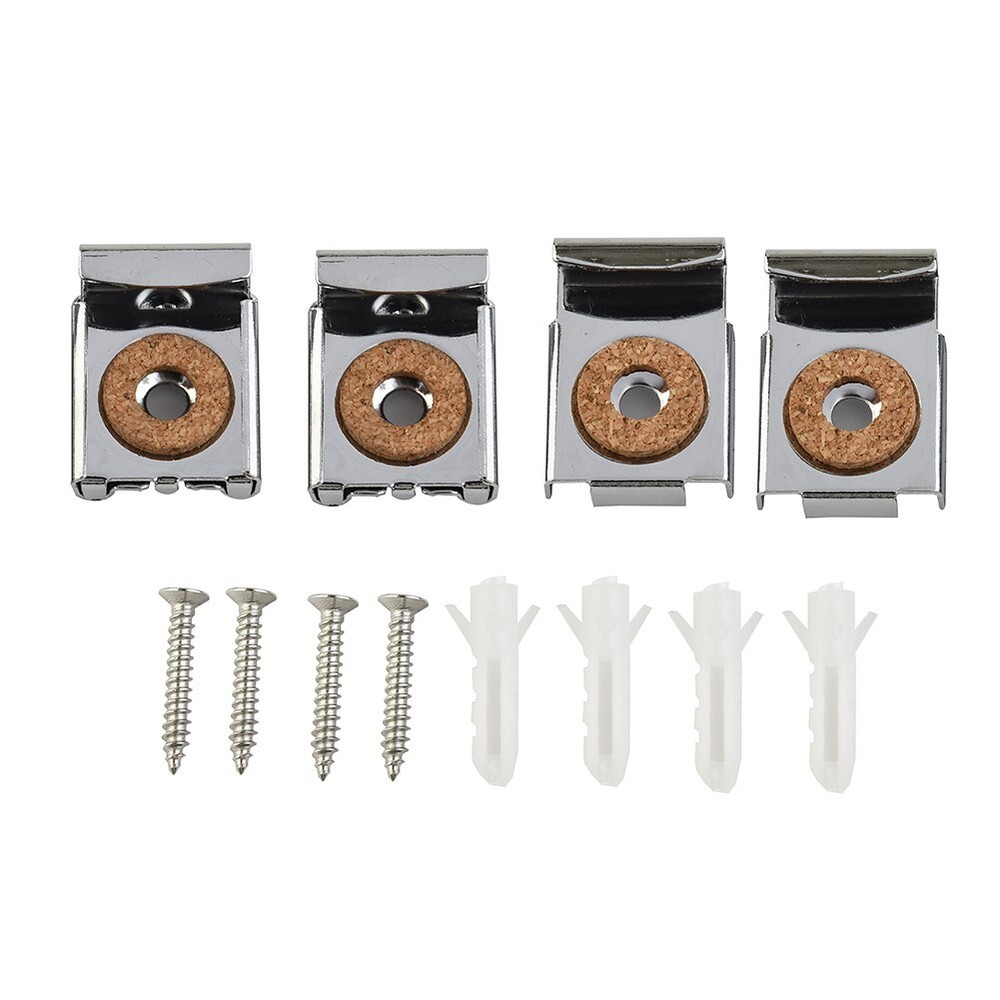 4x Chrome Mirror Wall Hanging Fixing Kit Frameless Clip Mounting Hanger Clamp AU