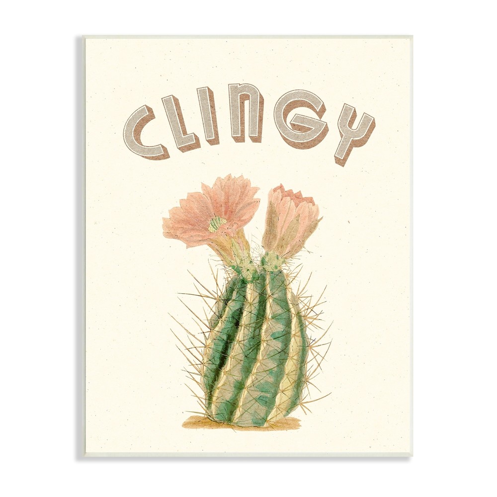 Stupell Vintage Clingy Typography Prickly Floral Desert  10 x 15
