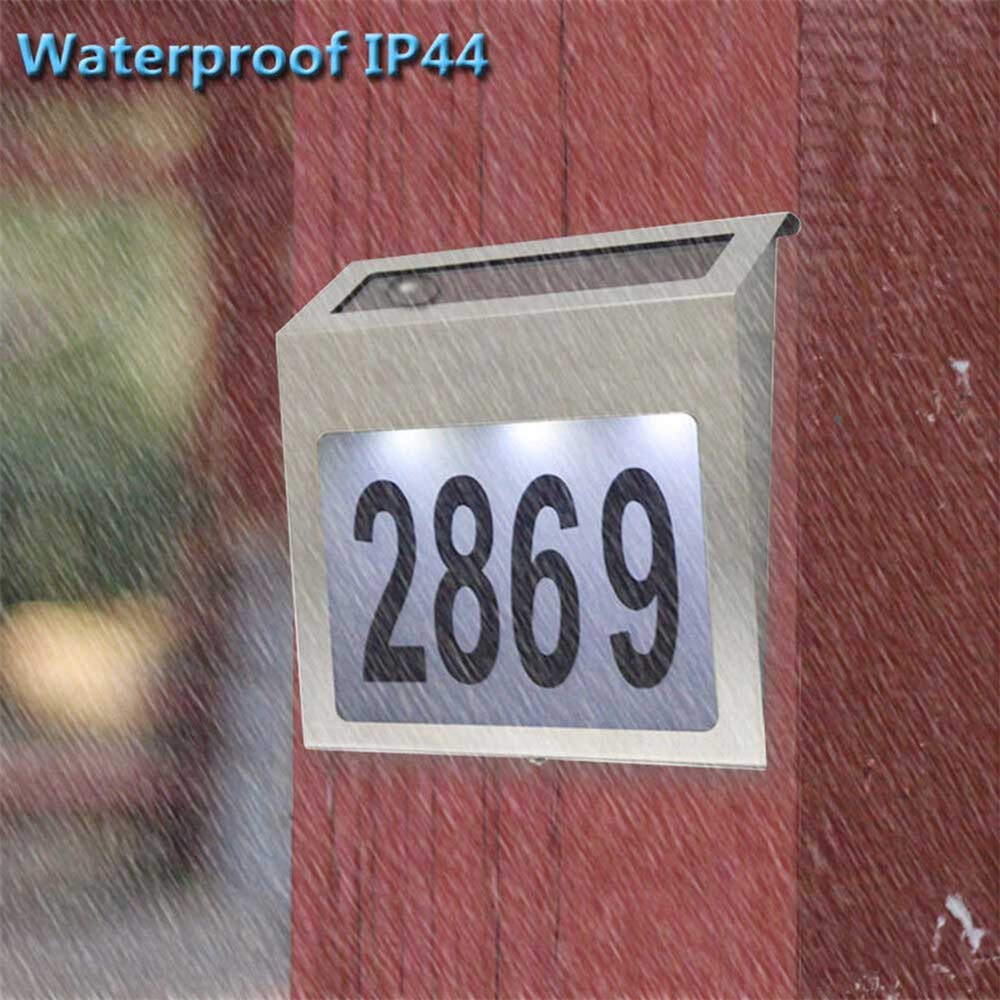 US Solar Power LED Light Sign House Street Door Address Plaque Number Plate Lamp