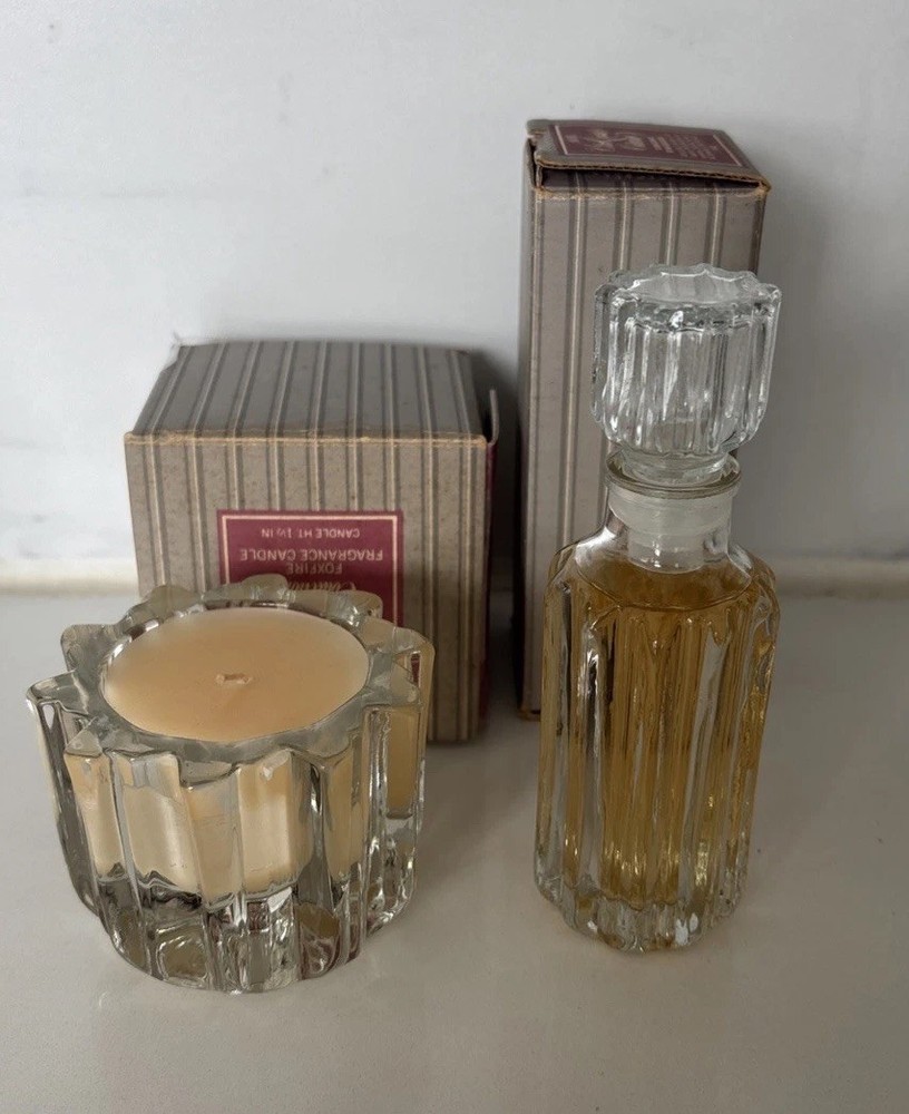 Vintage Avon FOXFIRE Cologne & Candle Set in Crystal Decanter ~ Rare Collectible