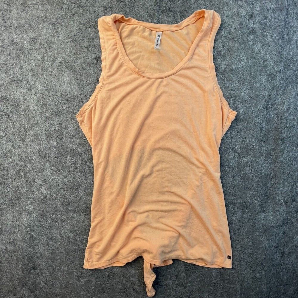 Fabletics Tank Top Womens Medium Orange Workout Cut Out Back Tie Yoga Pilates