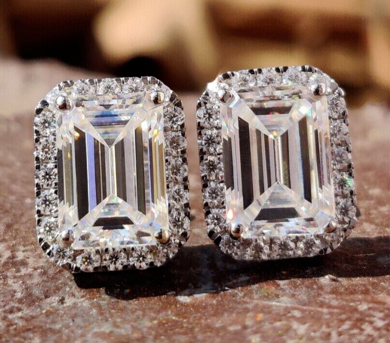 RARE 12.00 Ct Certified Treated Off-White Diamond Solitaire Studs 925 Silver