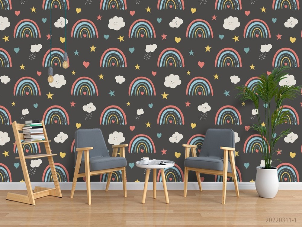 3D Rainbow Clouds Stars Pattern Wall Murals Wallpaper Murals Wall Sticker