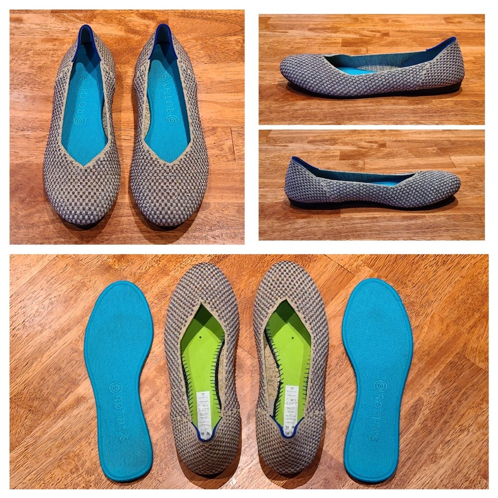 Rothy's Round Toe Flats Cyber Monday Holiday Limited Edition Sz 11 Metallic Shoe-image