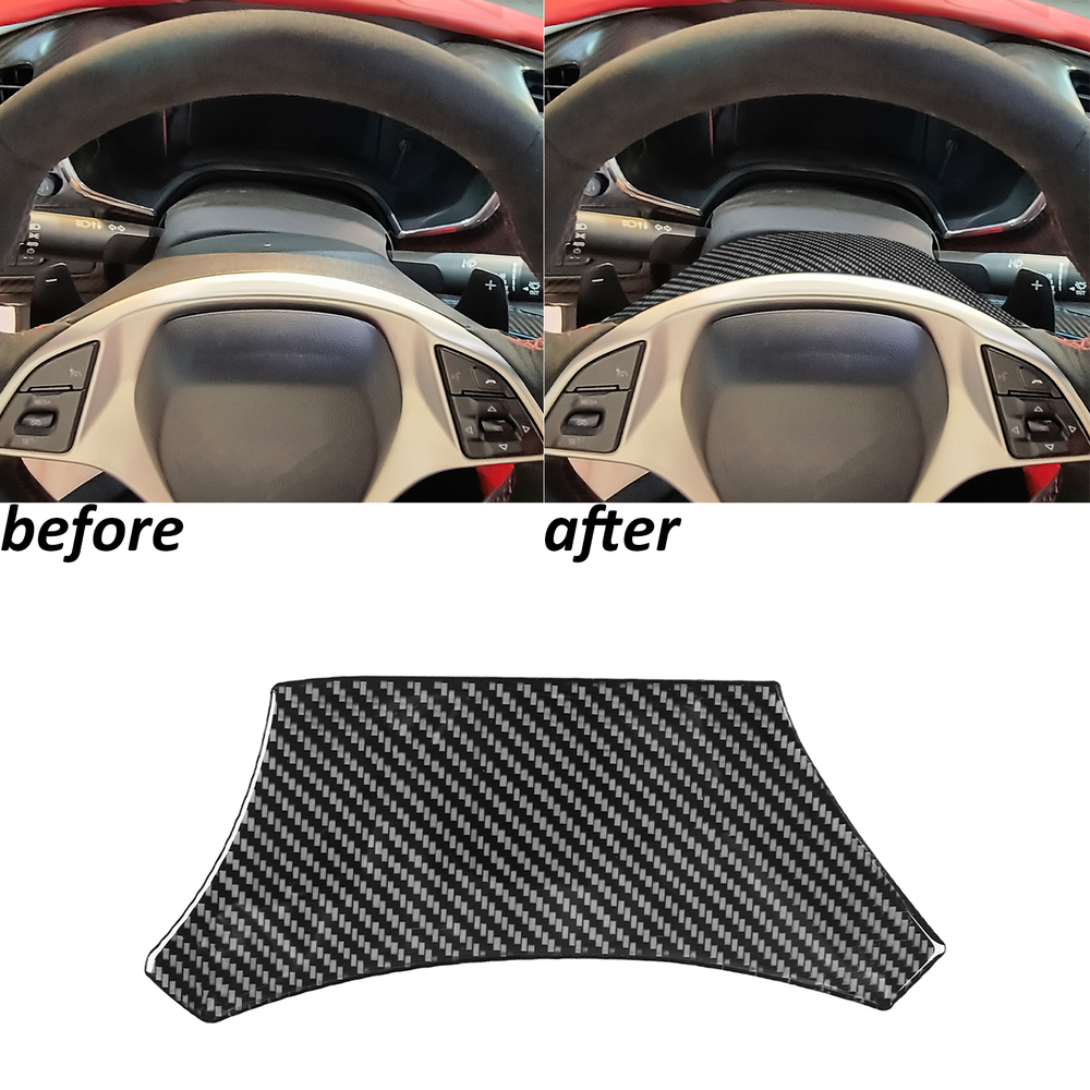 Real Carbon Fiber Driver Dashboard Steering Panel Trim For Corvette C7 2014-2019