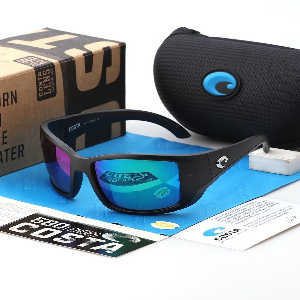 Costa Del Mar BLACKFIN Matte Black Green 580P Polarized Sunglasses