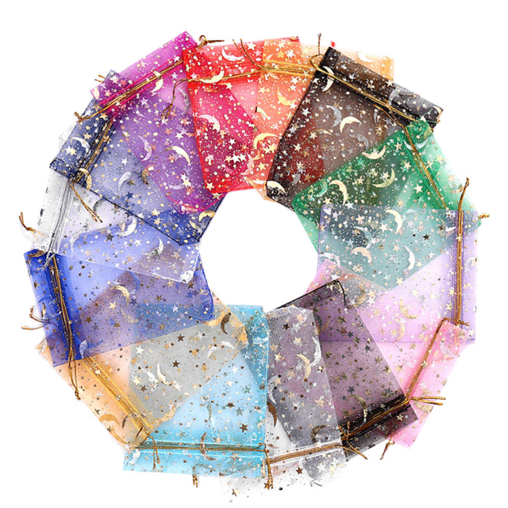 100PCS Gift Bags Organza Jewelry Pouches Drawstring Bags Small Jewelry Bags