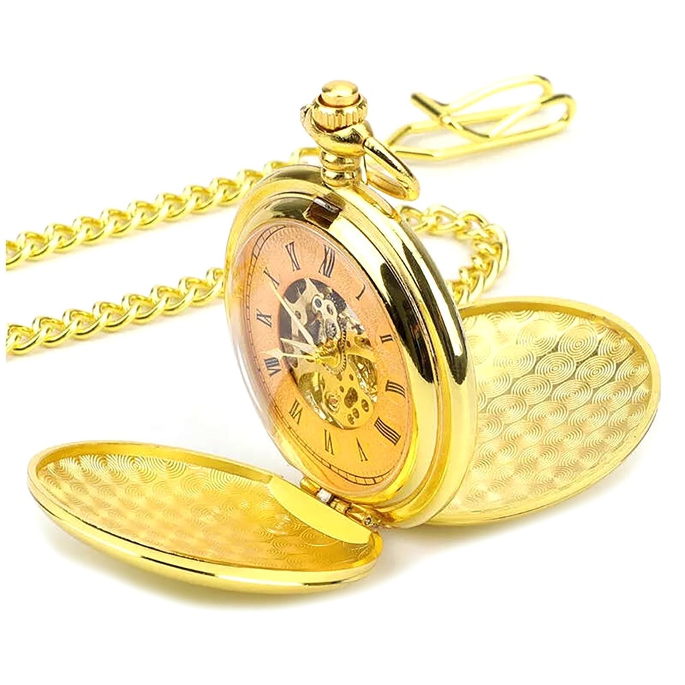 14.6in Mens Retro Mechanical Pocket Watch with 3D Chain Design