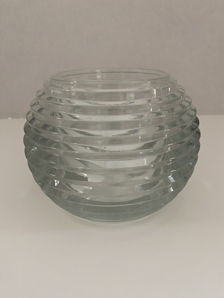 Vintage Rimmed Glass Candle Holder Tea Light Votive Heavy Home Interiors