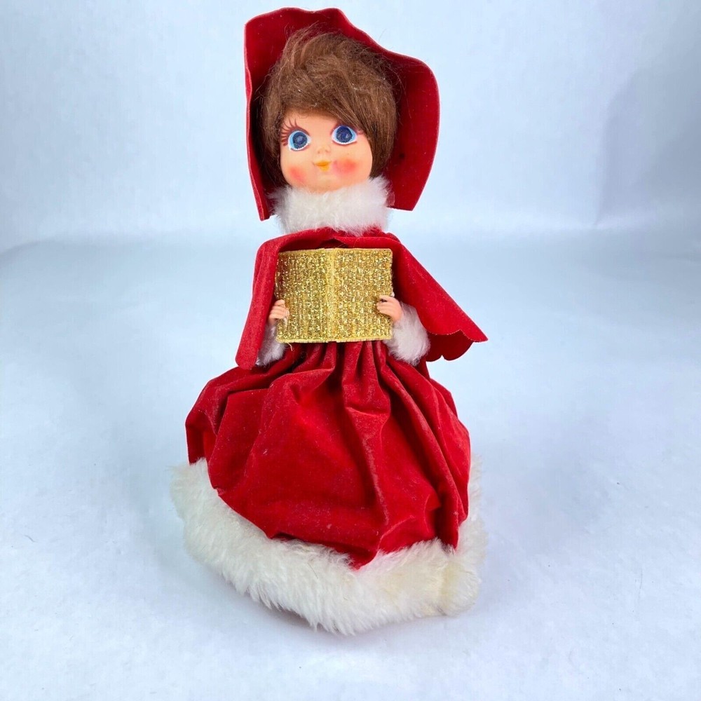 Vintage Wind-Up Christmas Caroler Musical Doll Animated Japan