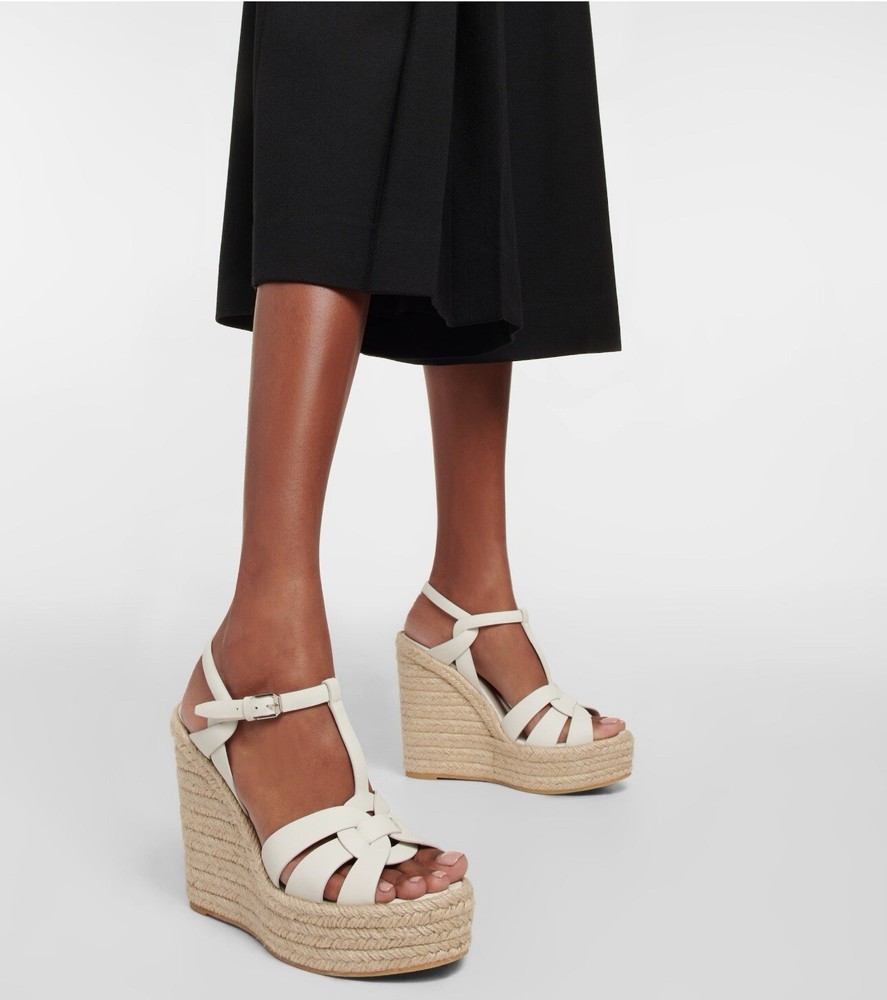 SAINT LAURENT Tribute 130 leather espadrilles EU40 US 9.5 Authentic designer shoes