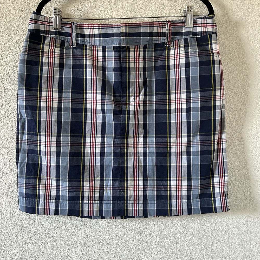 CHAPS Preppy Plaid Skirt Women’s 12 Blue White Academia Summer School Golf