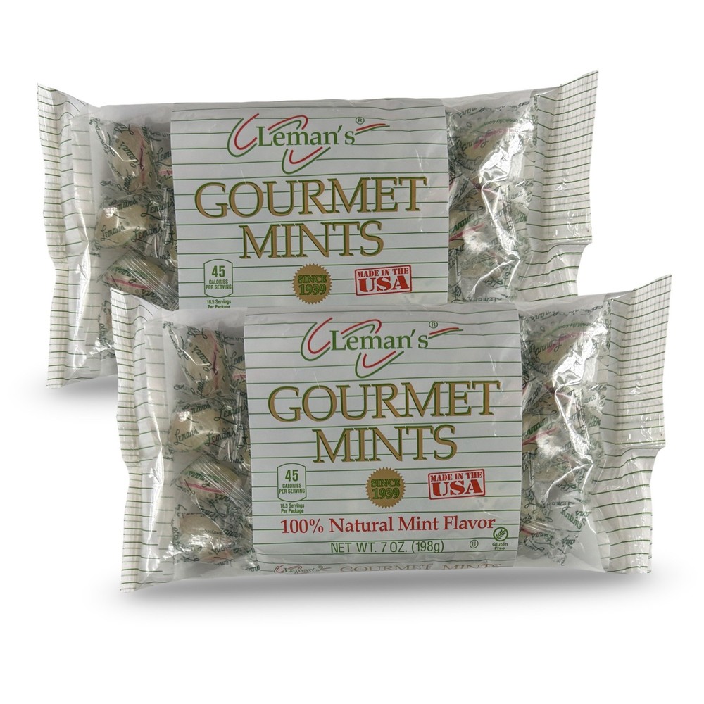 Leman's Gourmet Mints – Made in USA with 100% Natural Mint Flavor | 7 oz Bags (2